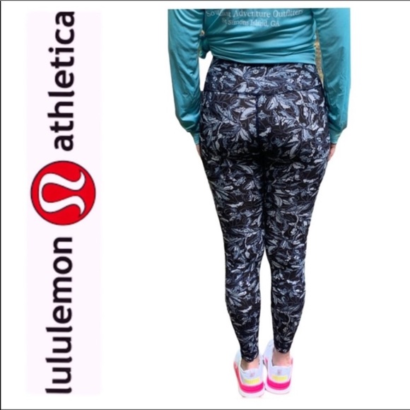 Lululemon Wunder Under Tights Leggings Rare Sketch Leaf Size 4 NWOT Athleisure - Picture 4 of 16